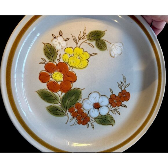 Mountain Wood Collection Stoneware Trellis Blossom 10.5" Dinner Plates 5 - Picture 2 of 11